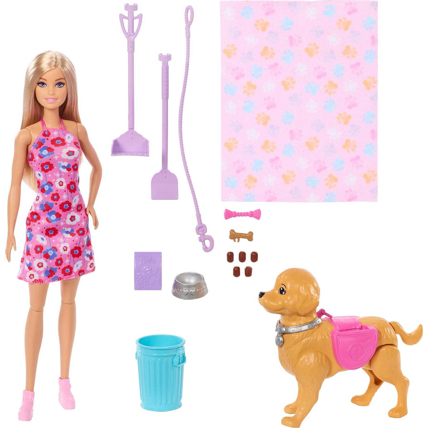 Barbie - Family & Friends Barbie Malibu Walk & Potty Puppy Doll - Mattel