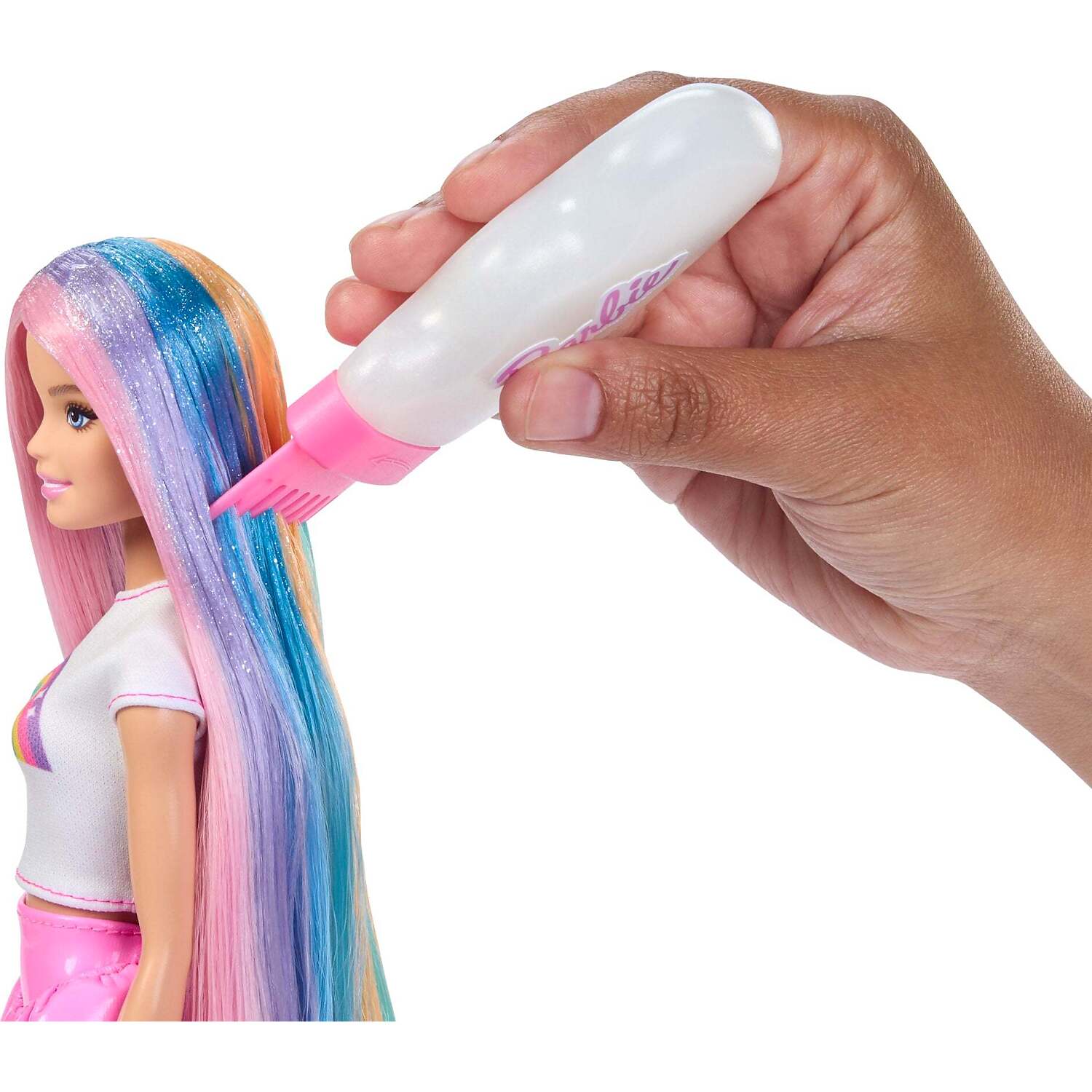 Barbie - Rainbow Sparkle Hair Fashion Doll With Extra-Long Hair and 12 Styling Accessories - Mattel