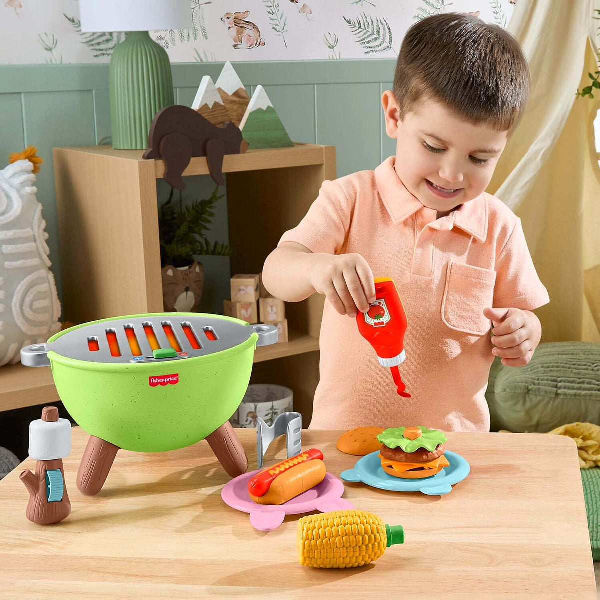 Fisher-Price - Friendship Forest Activity Grill Pretend Food Play Set - Mattel