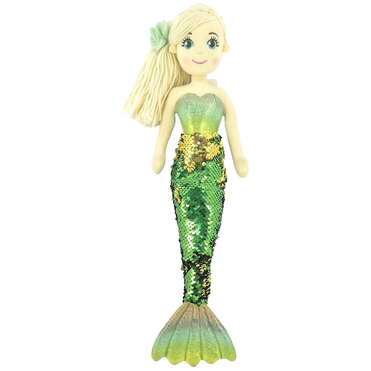 Cotton Candy - Mermaid 45cm Sophie Green/Gold Sequined Flip Tail Plush