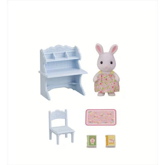 Sylvanian Families - Snow Rabbit Girl's Learning Desk Playset