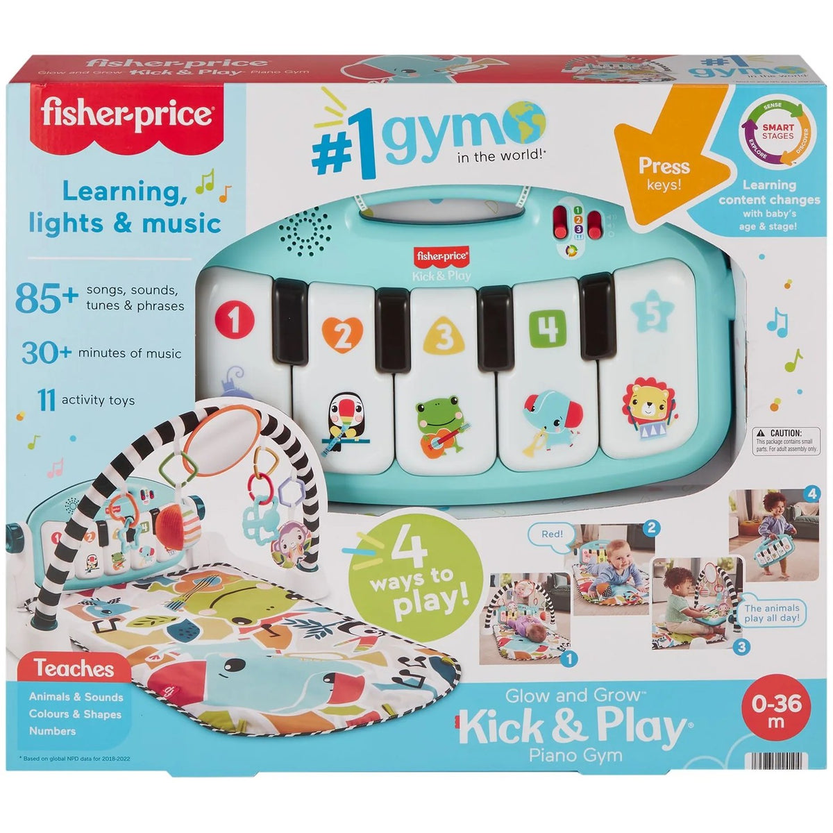 Fisher-Price - Glow and Grow Kick & Play Piano Gym - Blue
