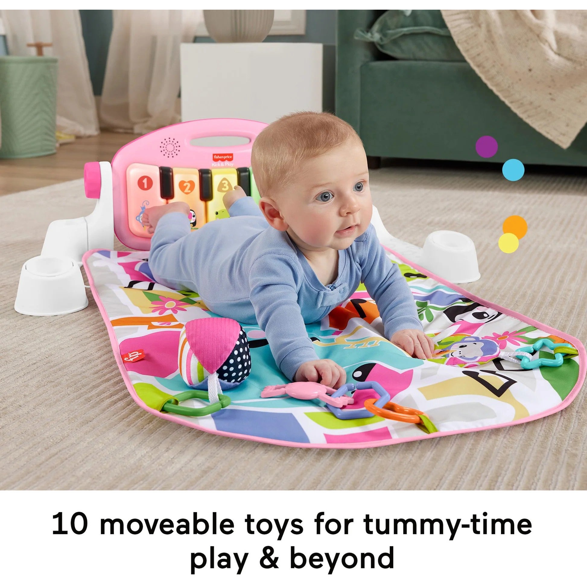 Fisher-Price - Glow And Grow Kick & Play Piano Gym - Pink