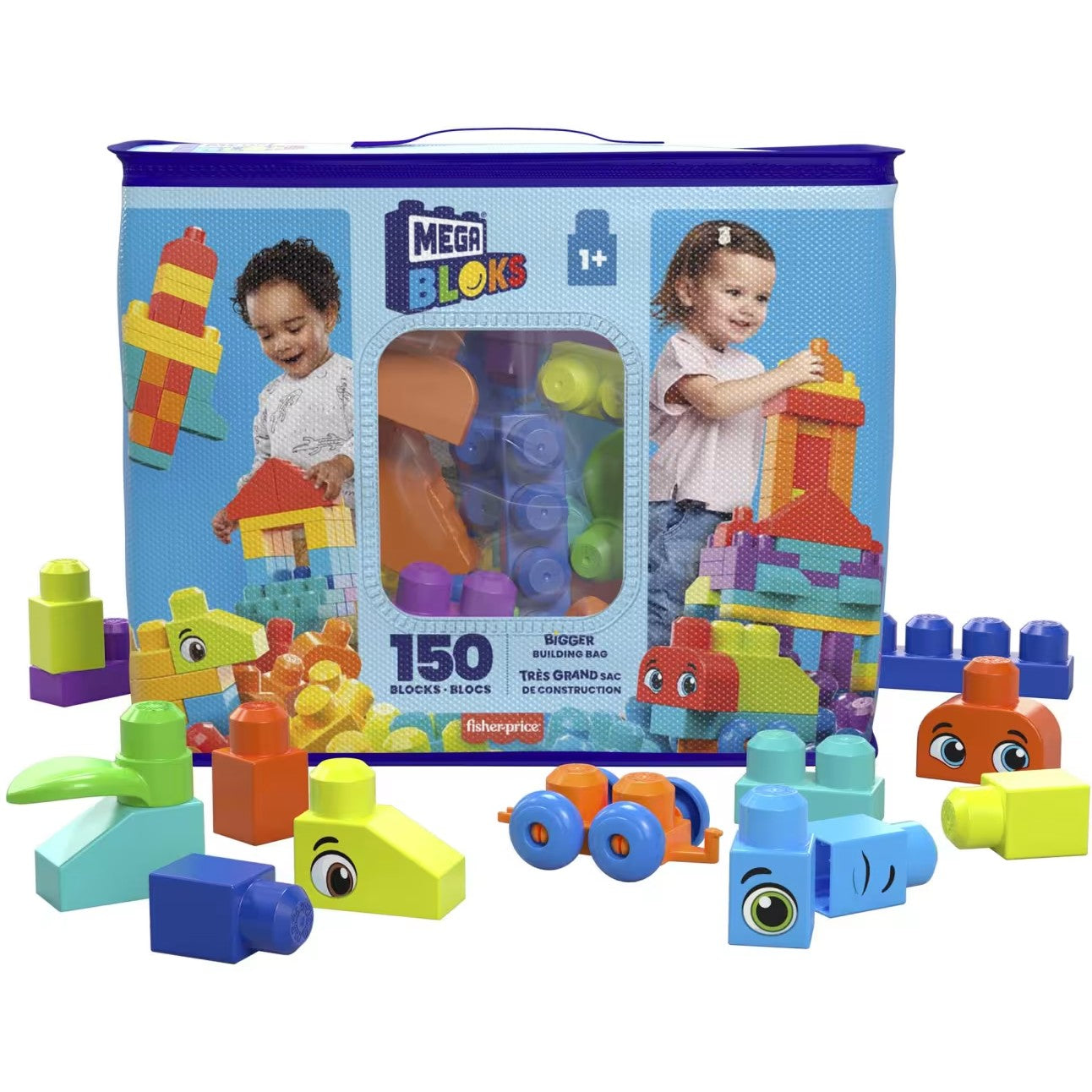 MEGA BLOKS - Fisher-Price Bigger Building Bag 150 Blocks - Fisher-Price