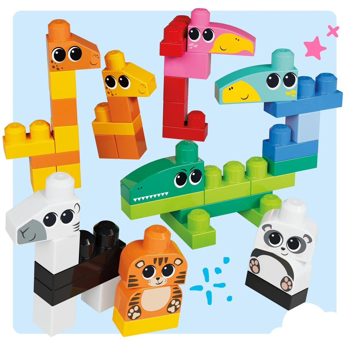 MEGA BLOKS - Fisher-Price Animal Blocks Building Toy with Storage 250 Blocks - Fisher-Price