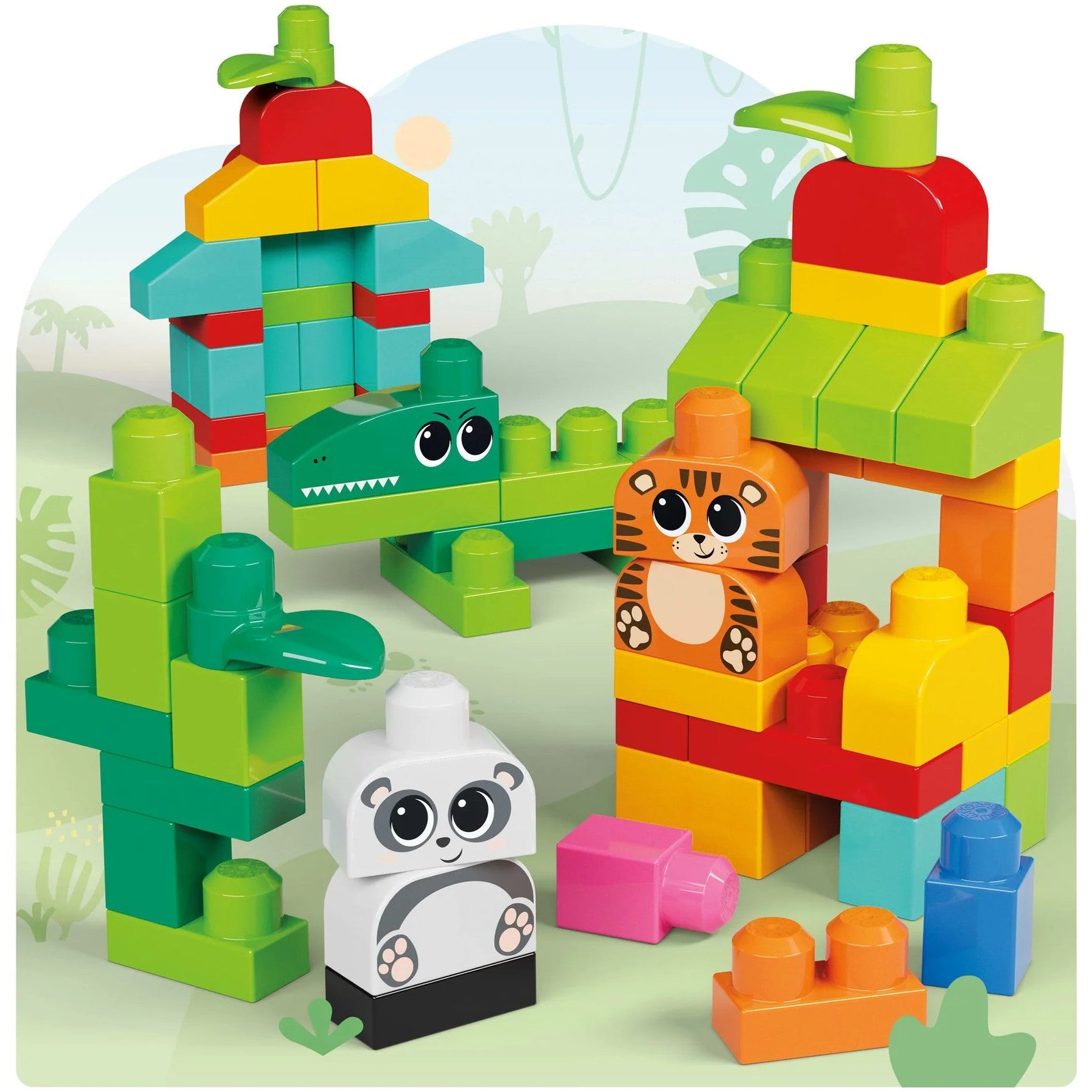MEGA BLOKS - Fisher-Price Animal Blocks Building Toy with Storage 250 Blocks - Fisher-Price