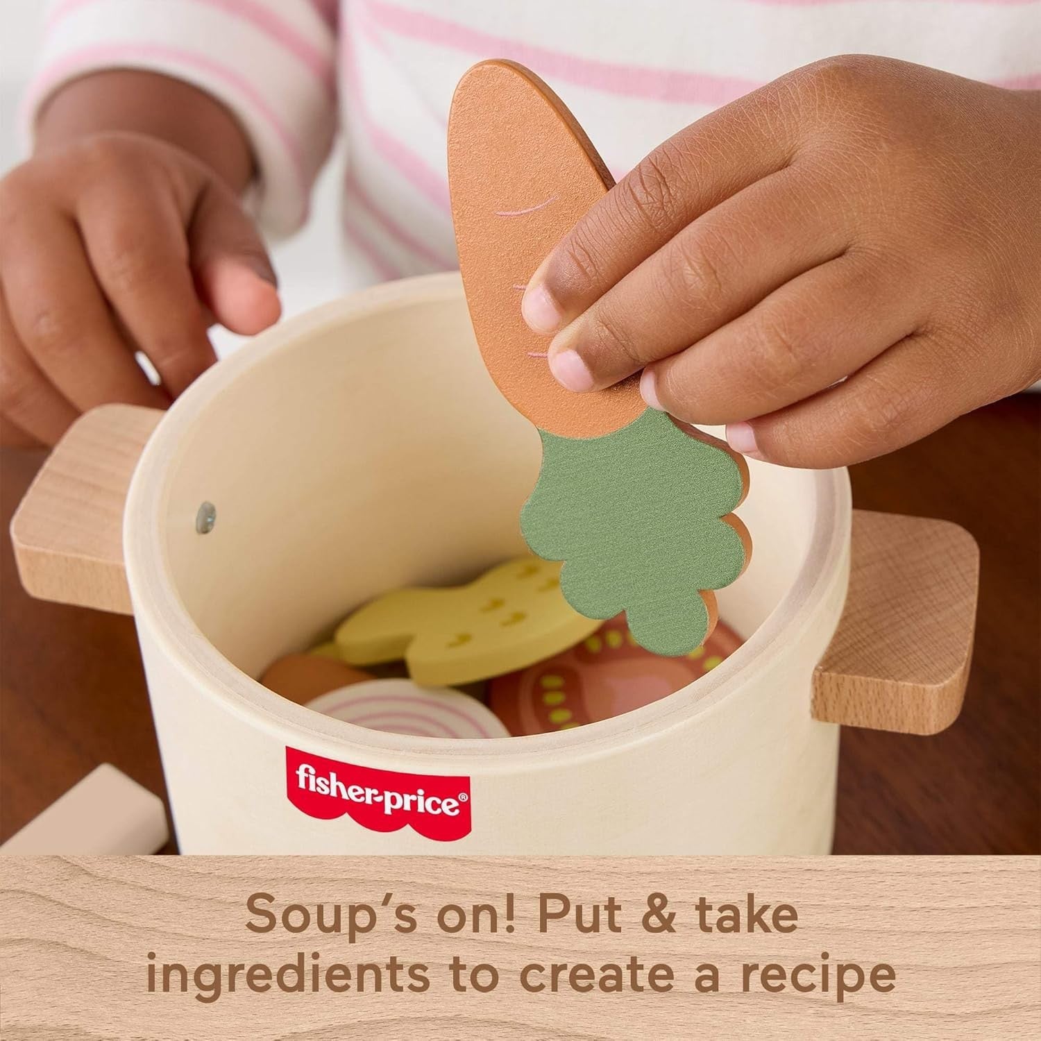 Fisher-Price - Tiny Garden Wooden Veggie Soup Pretend Kitchen Play Set - Mattel