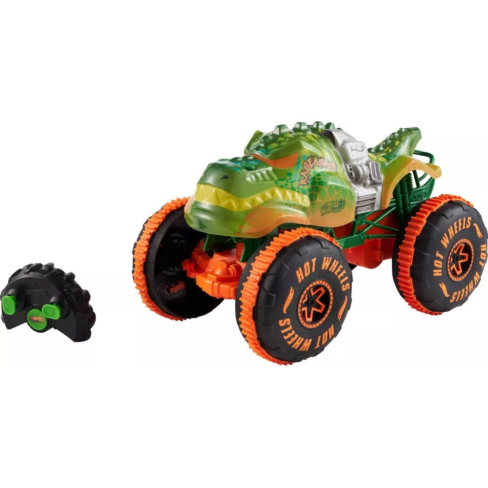 Hot Wheels - Monster Trucks RC Rageasaur Battery-Powered RC Toy Truck 1:15 Scale - Mattel