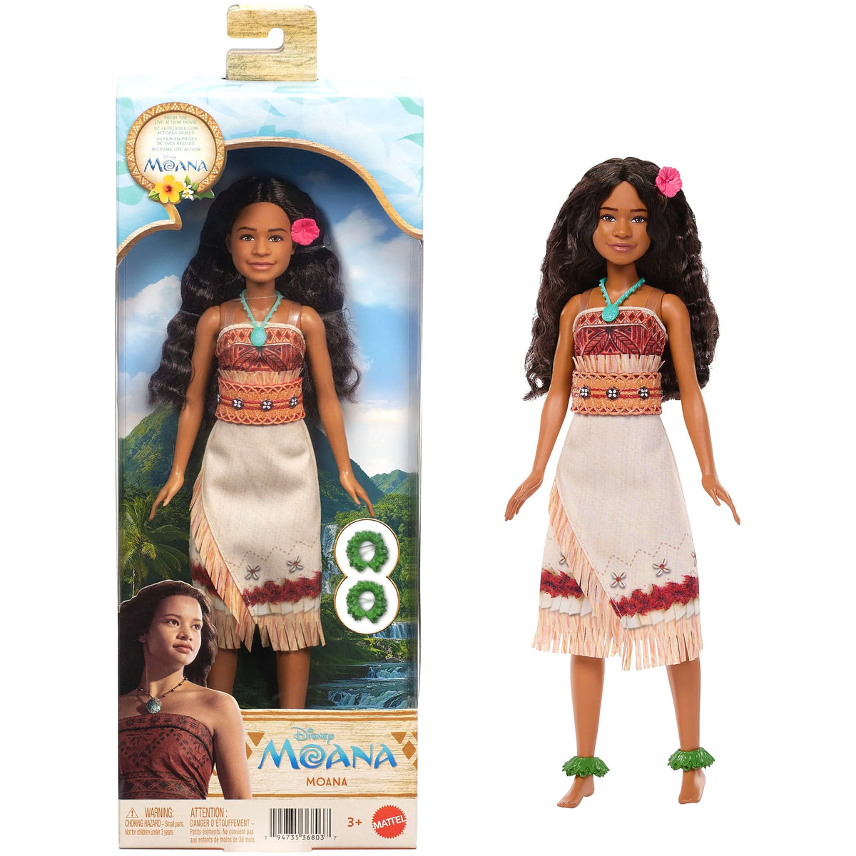 Disney - Moana Doll with Removable Fashion & 5 Accessories Inspired by Live Action Movie - Mattel