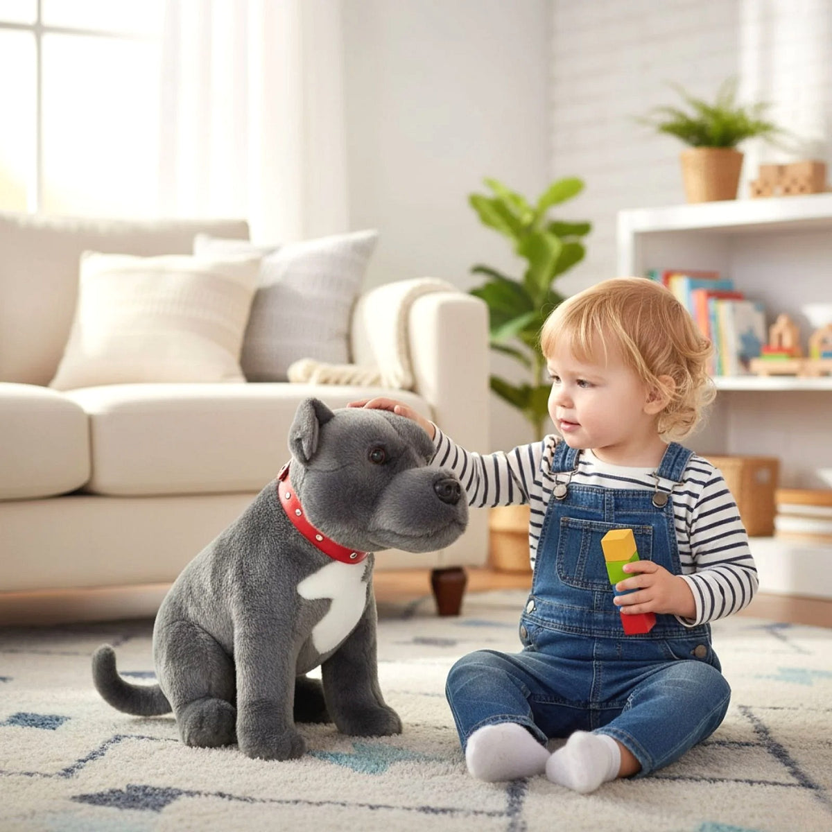Bocchetta - Storm Grey Staffy Sitting Soft Plush 32cm