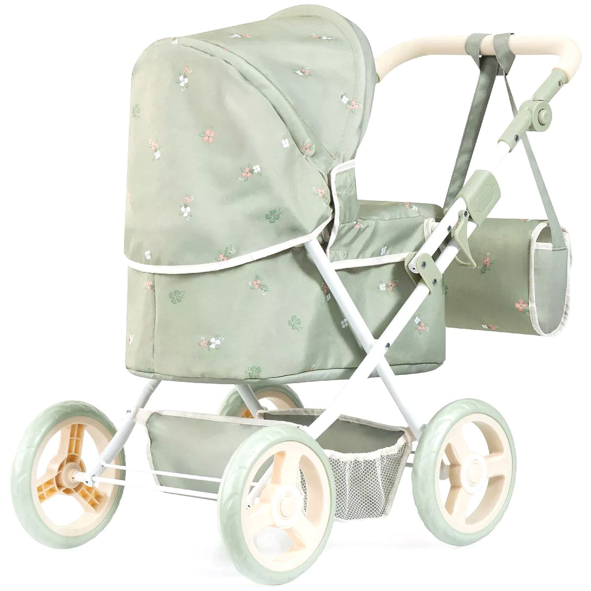 Bayer - Trendy Doll Pram Soft Sage Green with Flowers