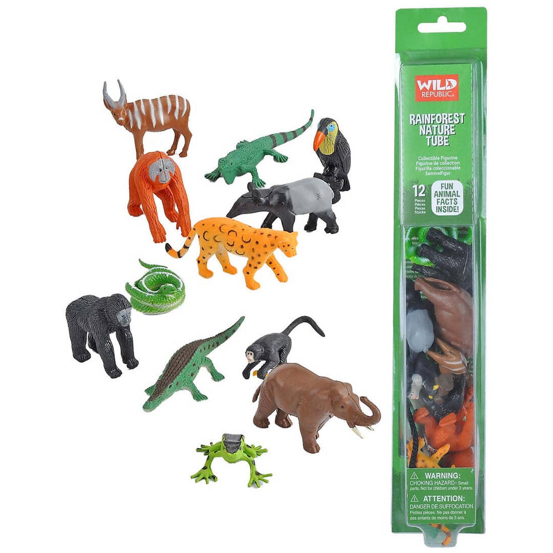 Wild Republic - Nature Tube Assorted Rainforest Animal Figurine Collection