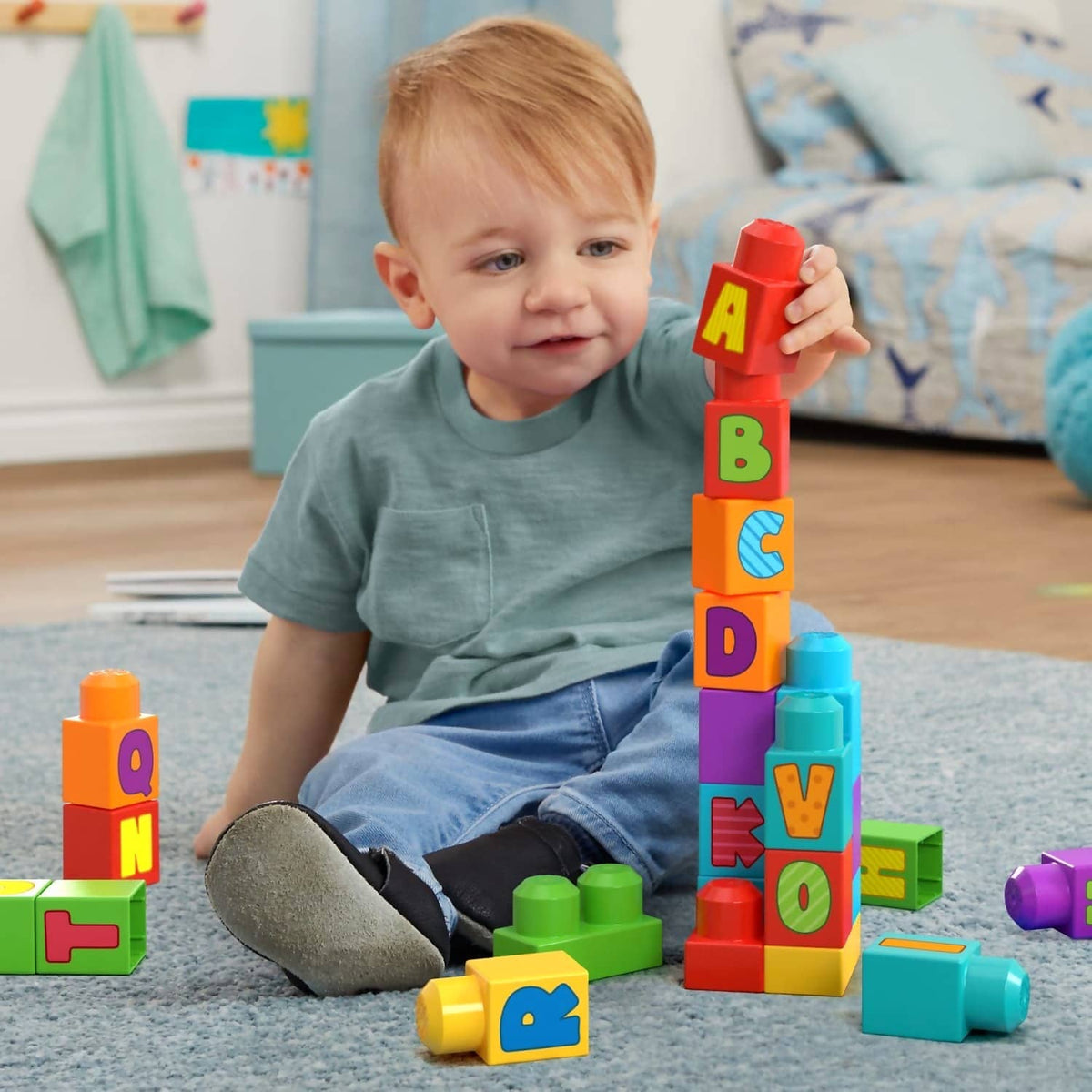 MEGA BLOKS - ABC Building Bag Block Toy With Storage 30 Pieces For Toddler - Fisher-Price
