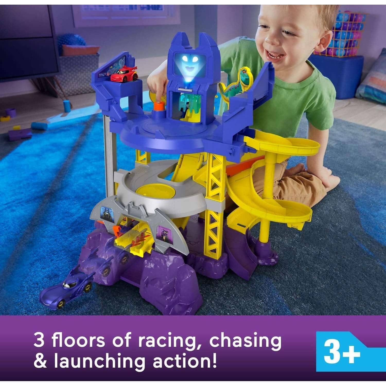 Fisher-Price - Dc Batwheels Race Track Playset Launch & Race Batcave With Lights Sounds & 2 Toy Cars