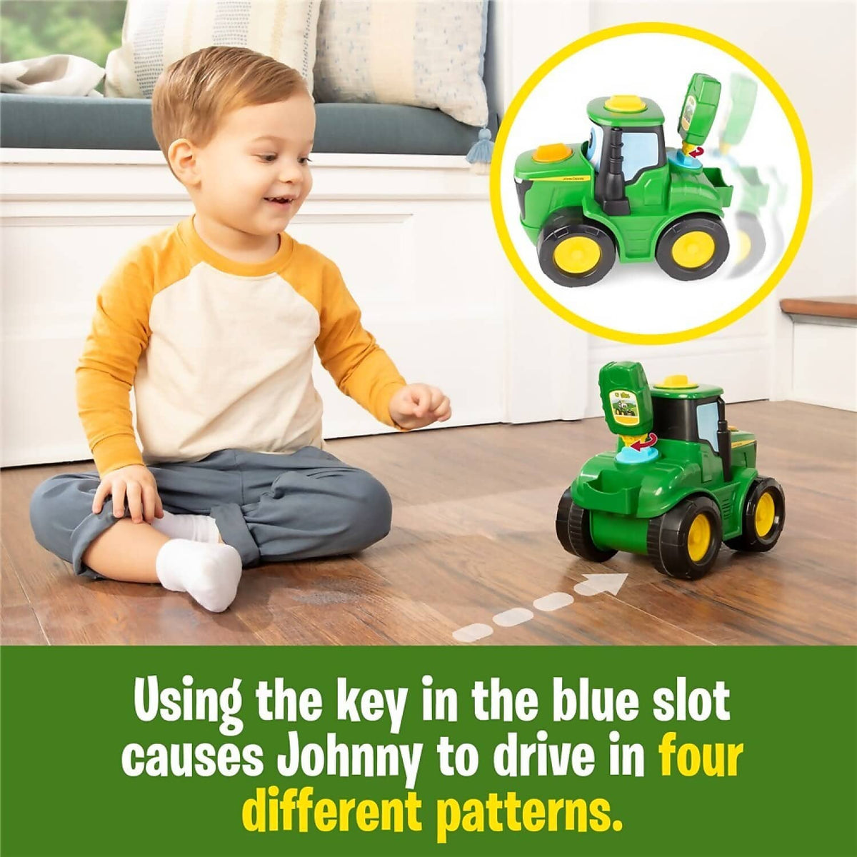 John Deere - Kids - Key-n-go Johnny Tractor With 15 Interactive Ways To Play - Tomy
