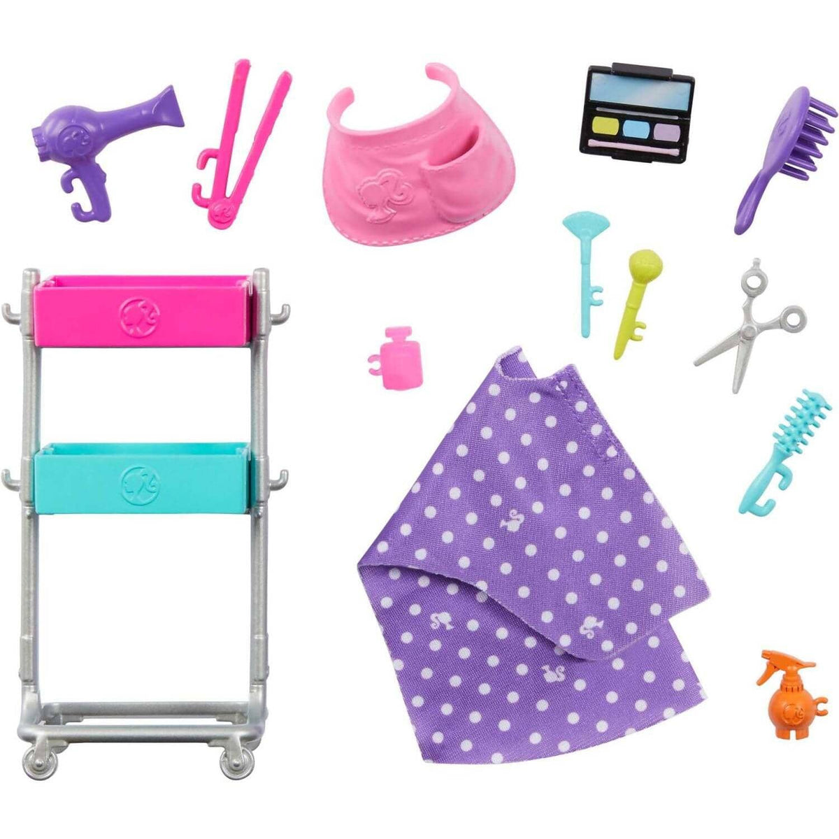 Barbie - malibu Stylist Doll & 14 Accessories Playset Hair & Makeup Theme With Puppy & Styling Cart - Mattel