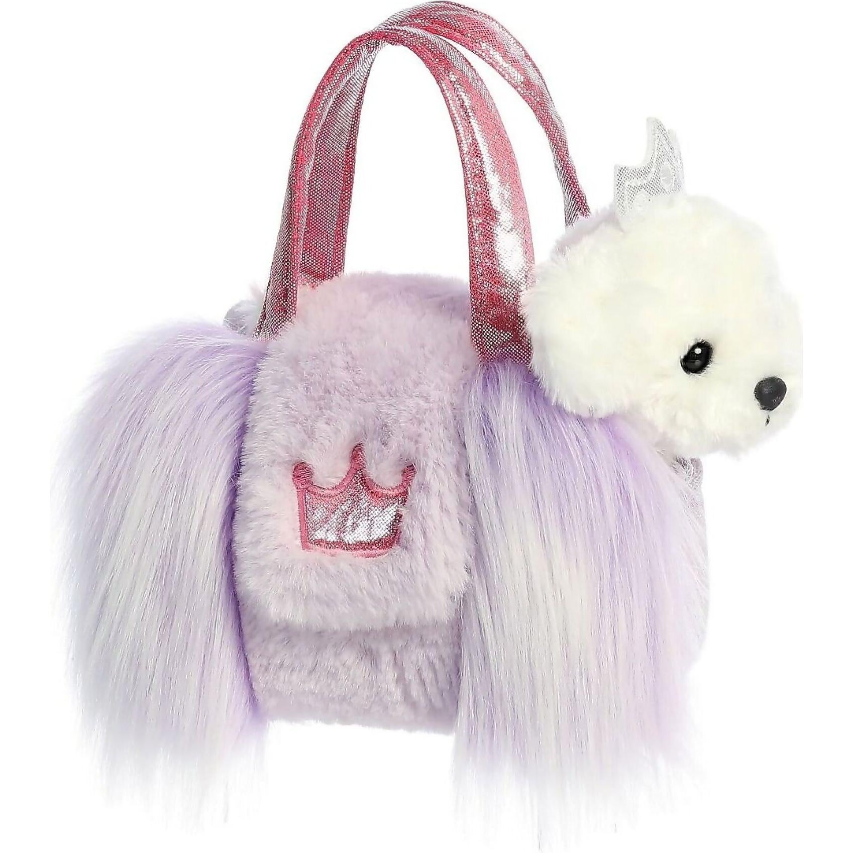 Cotton Candy - Fancy Pals Bichon Frise Puppy In Purple Fuzzy Bag
