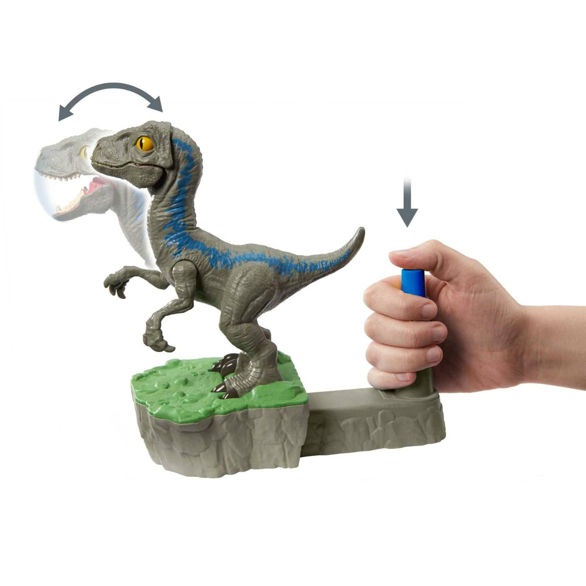 Jurassic World - Rock Dominion Sock Em Robots Blue vs Atrociraptor Game - Mattel