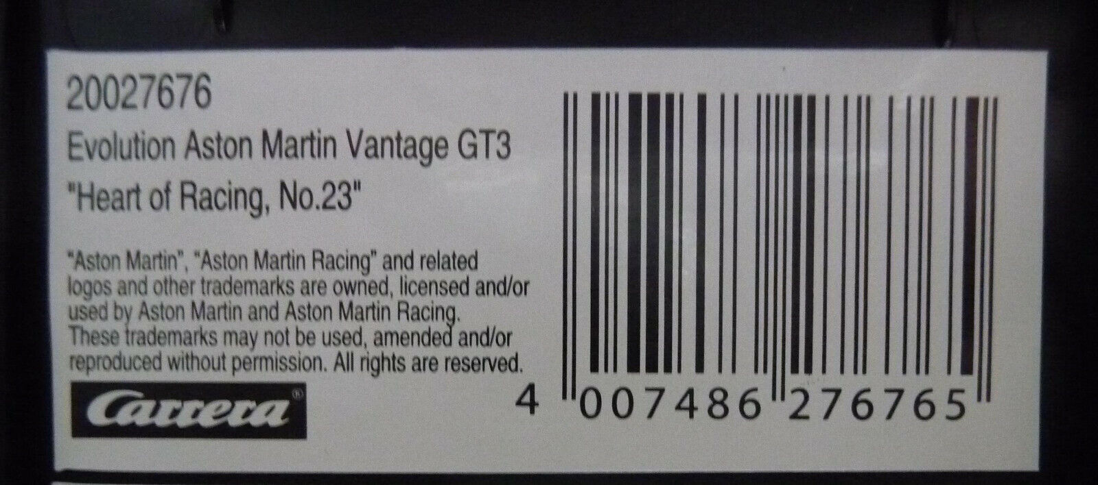 CARRERA - EVOLUTION 1:32 - ASTON MARTIN VANTAGE GT3 HEART OF RACING NO23 - SLOT CAR ALSO SUITS SCALEXTRIC
