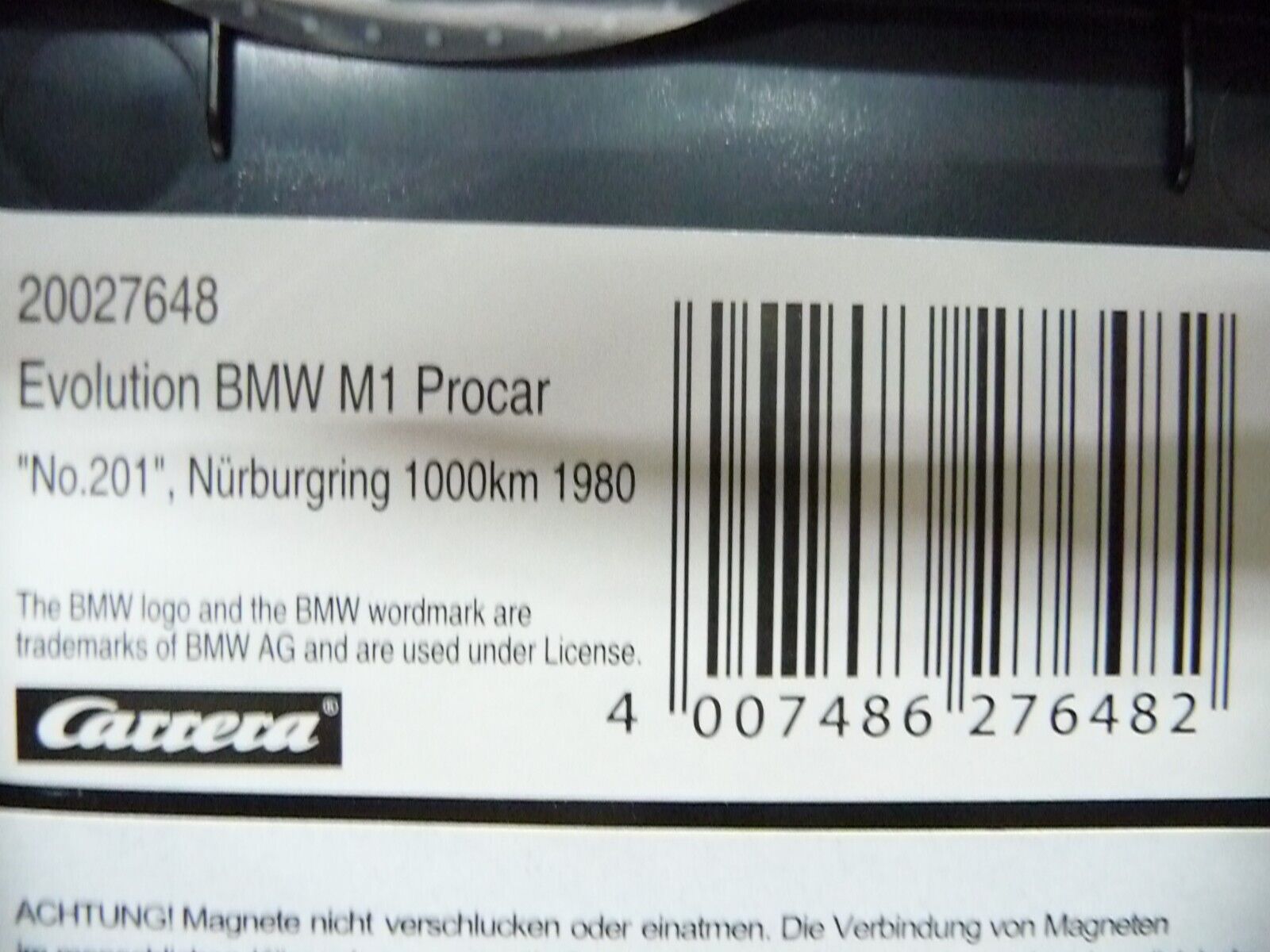 CARRERA - EVOLUTION 1:32 - BMW M1 PROCAR NO201 NURBURGRING 1000KM 1980 - SLOT CAR ALSO SUITS SCALEXTRIC
