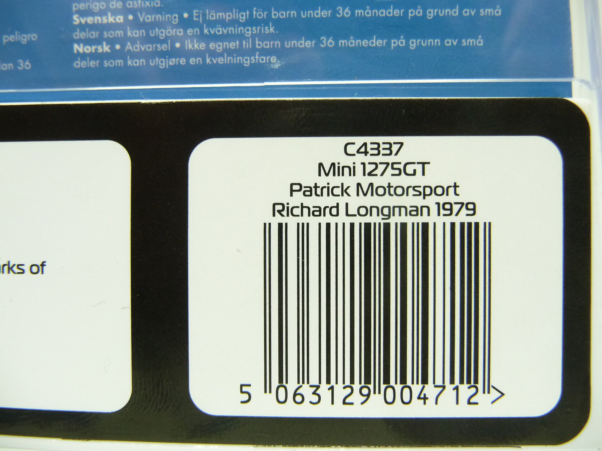 SCALEXTRIC - C4337 MINI 1275GT - PATRICK MOTORSPORT - RICHARD LONGMAN 1979