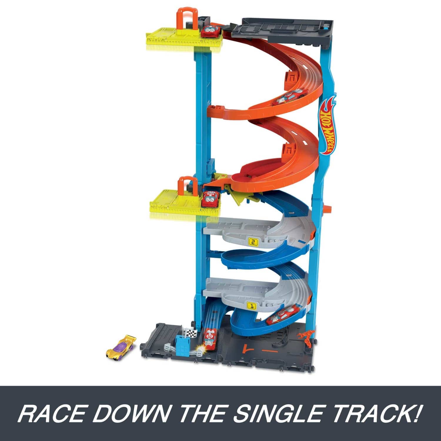 Hot Wheels - City Transforming Race Tower Playset Track Set With 1 Toy Car