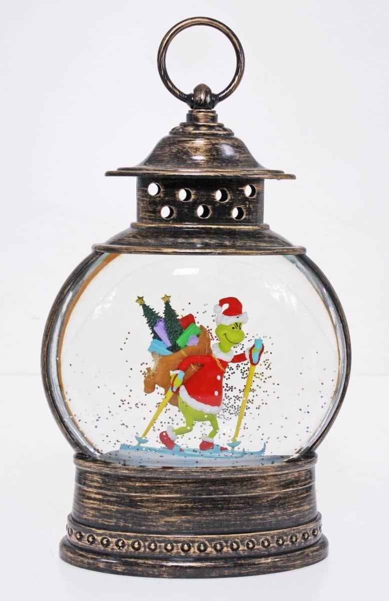 Cotton Candy - Xmas Round Brass Lantern Grinch Skiing - Dr. Seuss