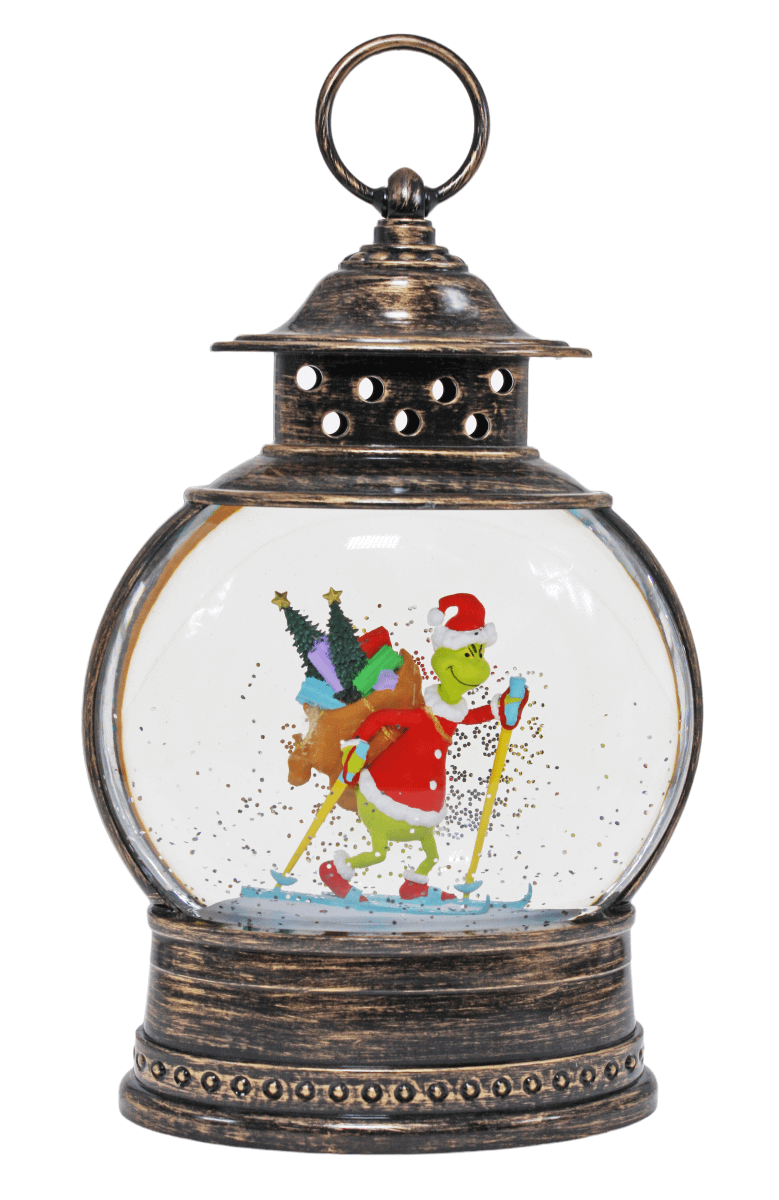 Cotton Candy - Xmas Round Brass Lantern Grinch Skiing - Dr. Seuss