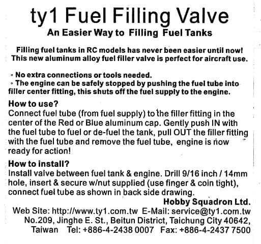 TY1 - FILLING VALVE BLUE NITRO USE TY2065