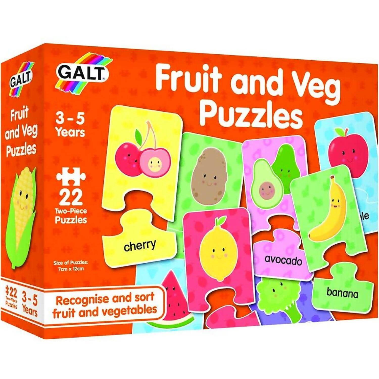 GALT - Fruit And Veg Puzzles -  Jigsaw Puzzle Set  24 x 2-Piece Puzzles
