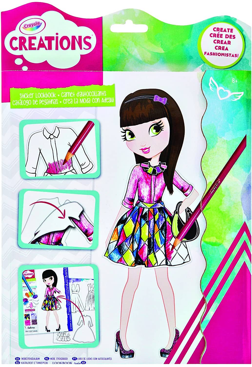 Crayola - Creations Sticker Look Book Design Fashionable Outfits Includes Stickers Perfect For Aspiring Kid Designers! 30 Pages