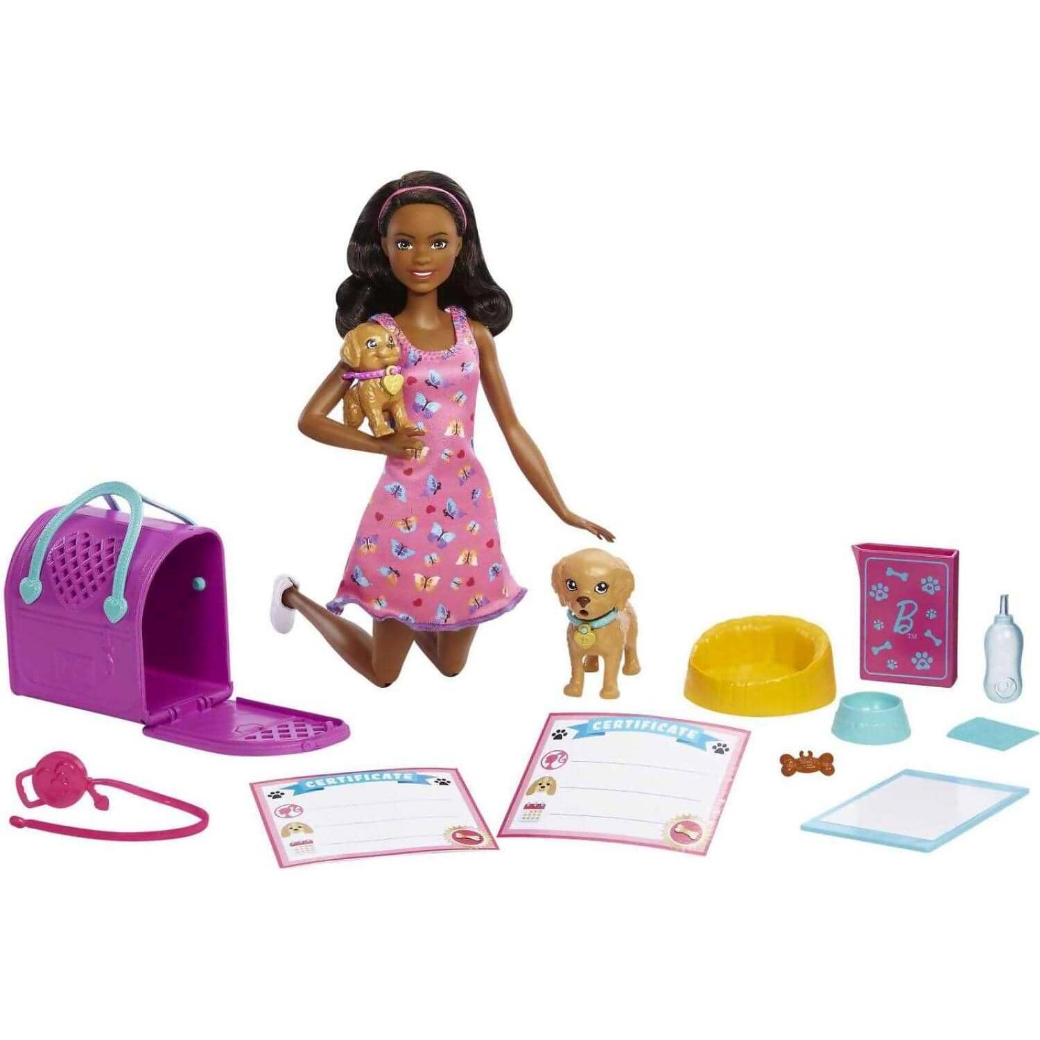 Barbie - Doll And Accessories Puppy Adoption Playset With Doll 2 Puppies And Color - Mattel