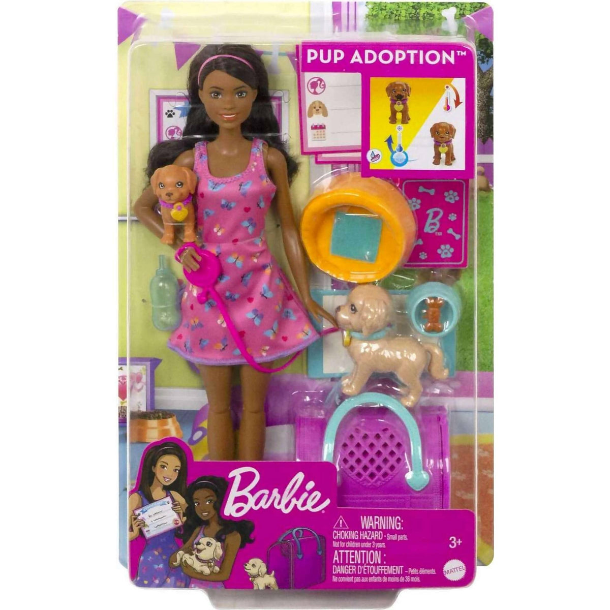 Barbie - Doll And Accessories Puppy Adoption Playset With Doll 2 Puppies And Color - Mattel