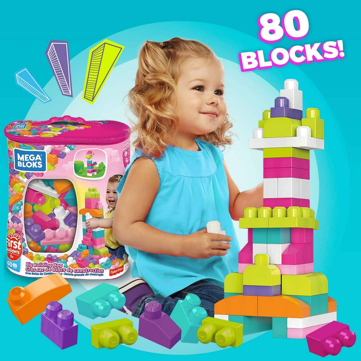 MEGA BLOKS - First Builders Big Building Bag (pink)  - Fisher-Price