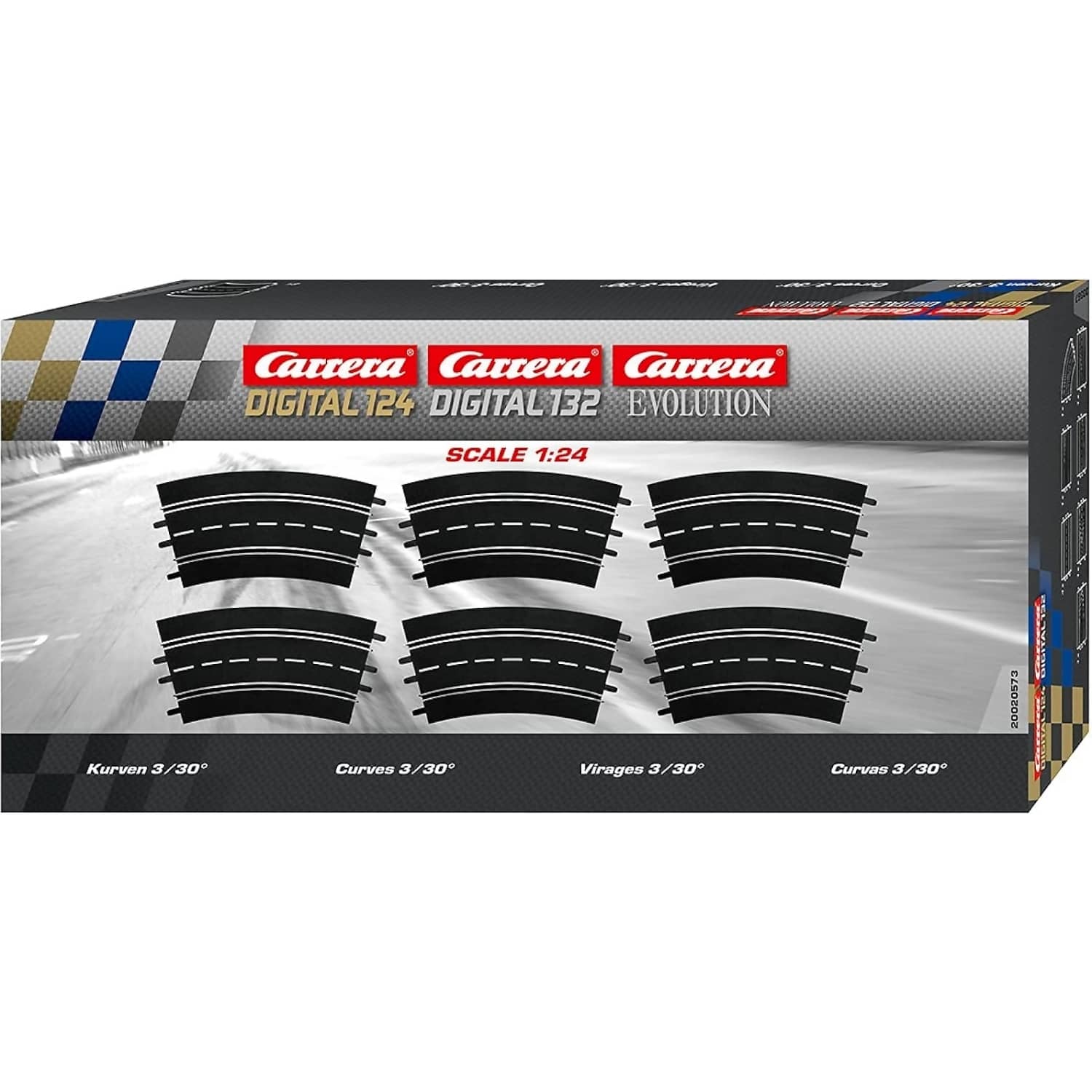 CARRERA - DIGITAL 1:32 ACCESSORIES - CURVE TRACK 3/30 6 X TRACK SECTIONS CORNER SET 30 DEGREES EACH - SLOT CAR TRACK ACCESSORIES ALSO SUITS 1:24 & EVOLUTION