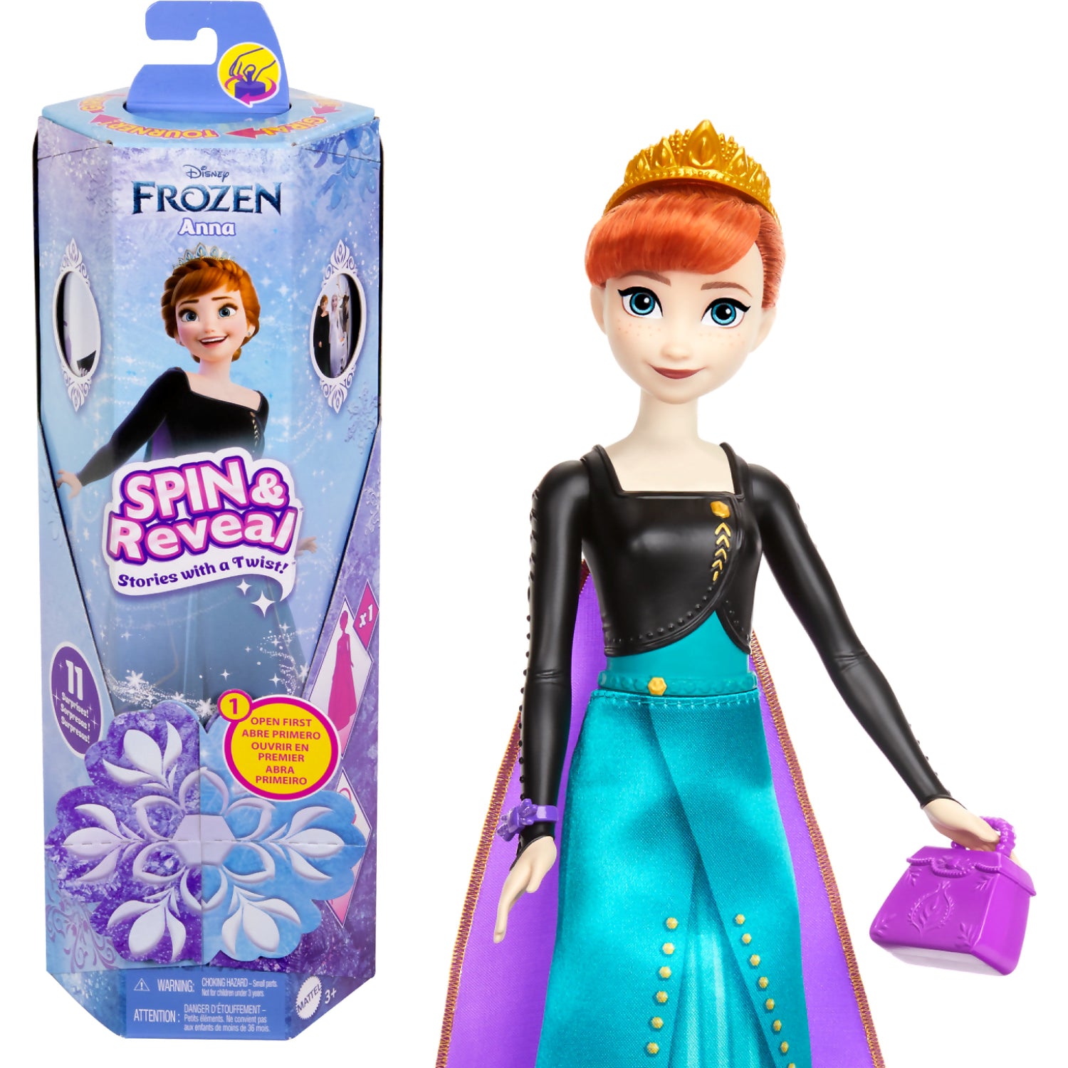 Disney Frozen 2 - Spin & Reveal Anna Fashion Doll & Accessories With 11 Surprises