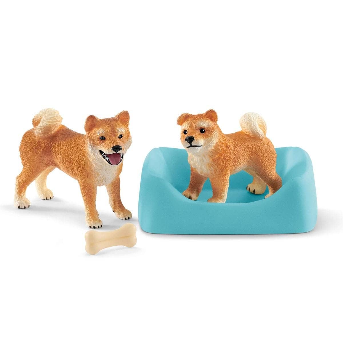 Schleich - Shiba Inu Mother And Puppy Farm World Animal Figurine Animal Playset