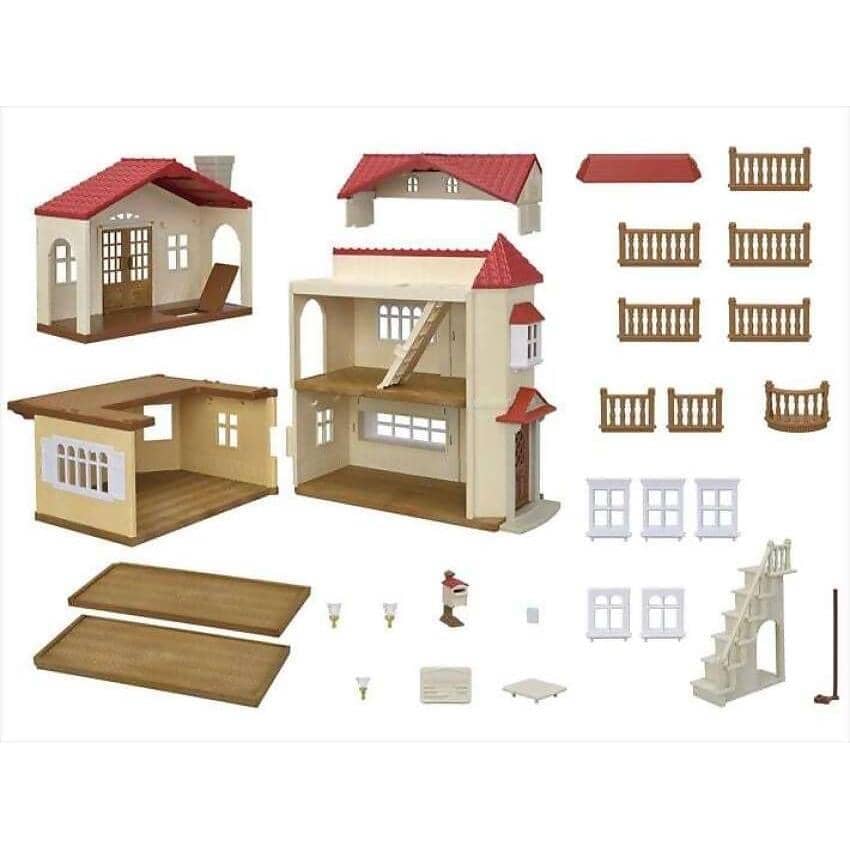 Sylvanian Families - Red Roof Country Home -secret Attic Playroom Animal Doll Playset