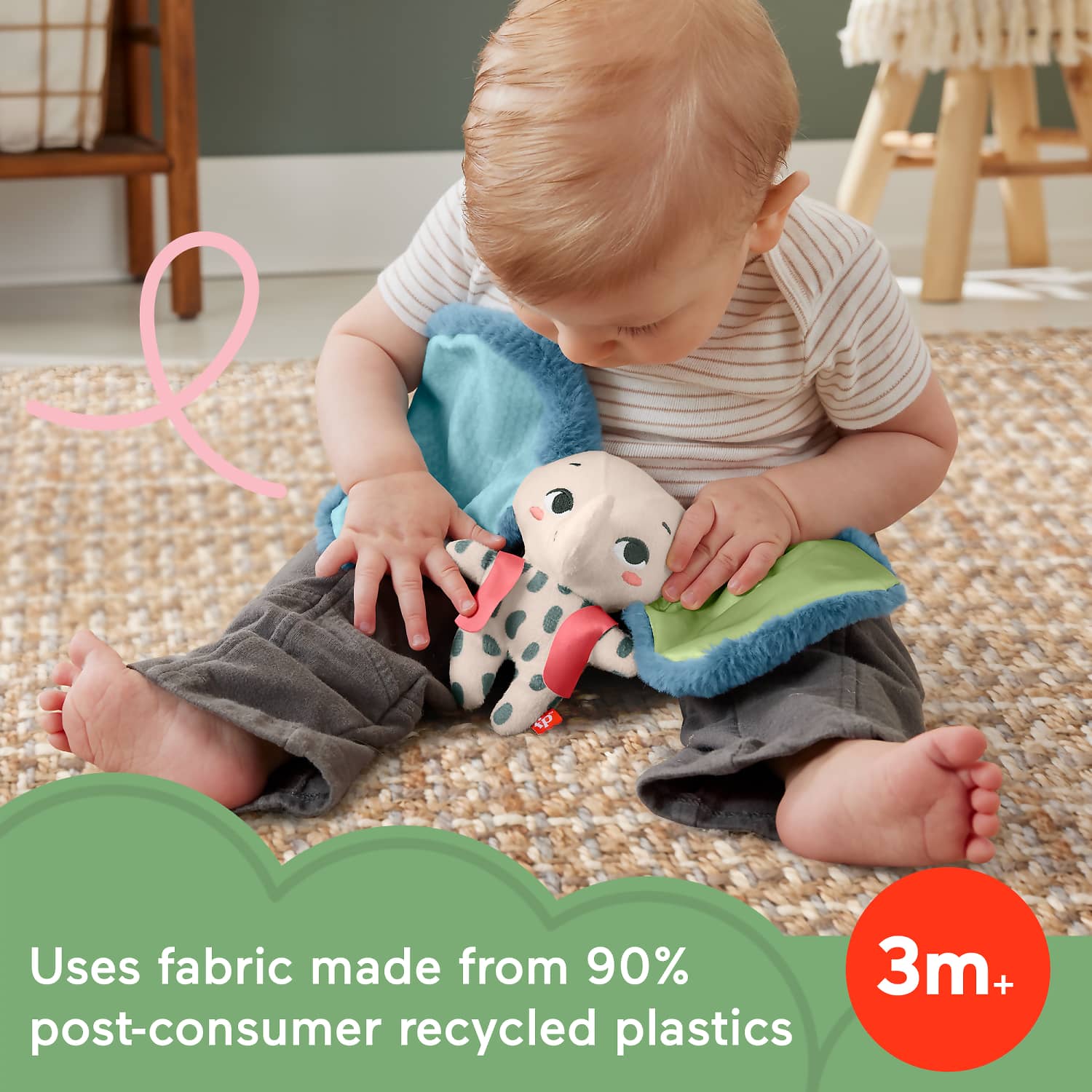 Fisher-Price - Planet Friends All Ears Lovey Baby Sensory Toy Plush Elephant For Newborns