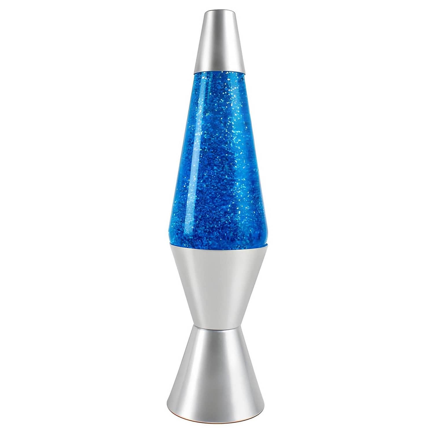 Landmark - Liquid Lava Lamp 37cm Blue Glitter Liquid Retro Silver Base