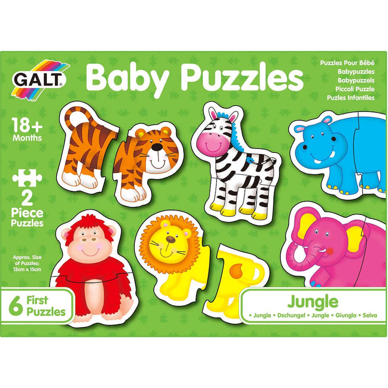 GALT - Jungle Baby Jigsaw Puzzle - 6 Different Puzzles - 2 Pieces Each
