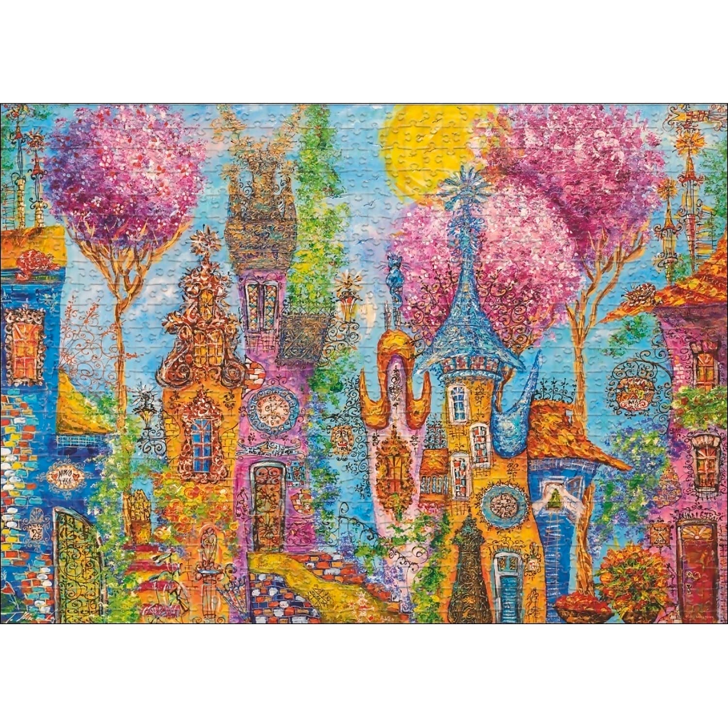Heye - Charming Village Pink Trees Jigsaw Puzzle 1000 Pieces