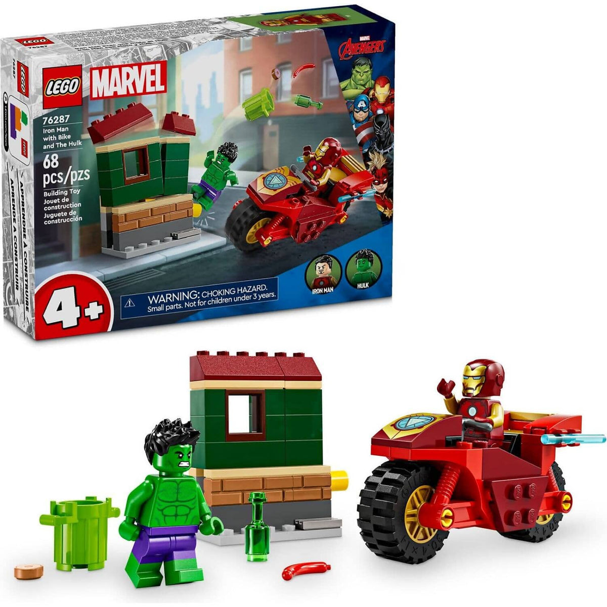 LEGO® 76287 Iron Man with Bike and The Hulk - Marvel Superheroes 4+