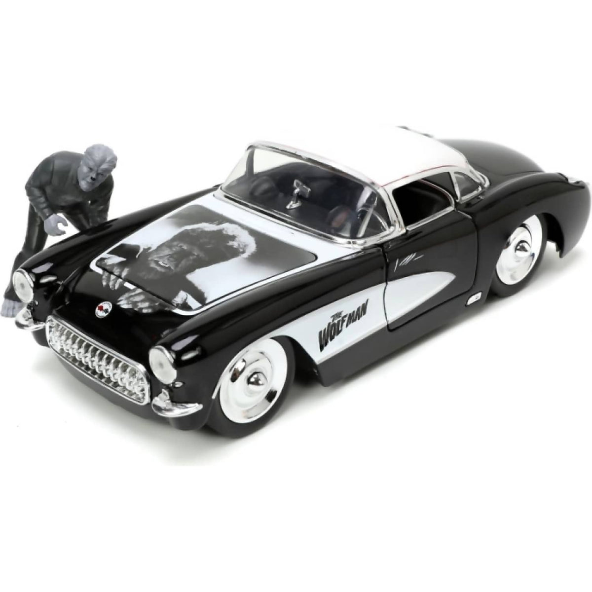JADA TOYS - UNIVERSAL MONSTERS 1959 CHEVROLET CORVETTE WITH WOLFMAN 1:24 SCALE DIECAST VEHICLE & FIGURE SET