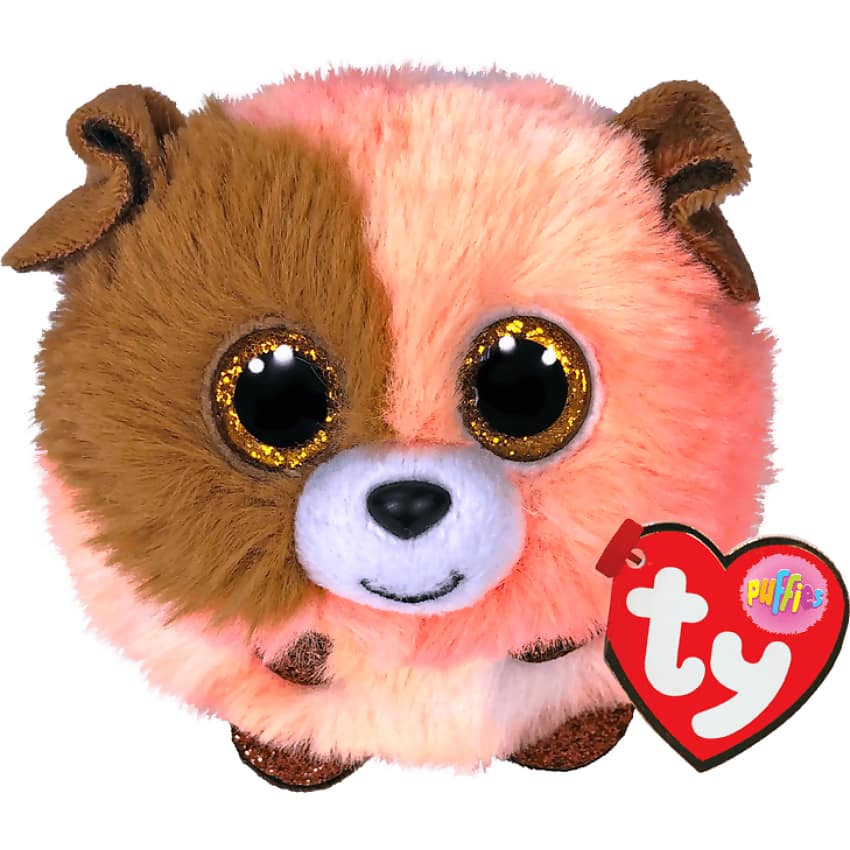 Ty - Beanie Ball Puffies - Mandarin The Orange And Brown Dog