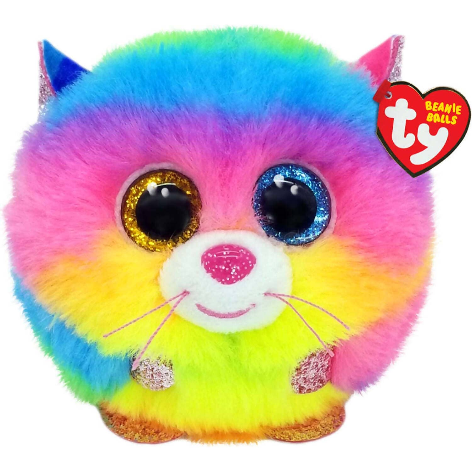 Ty - Beanie Ball Puffies - Gizmo Rainbow Cat
