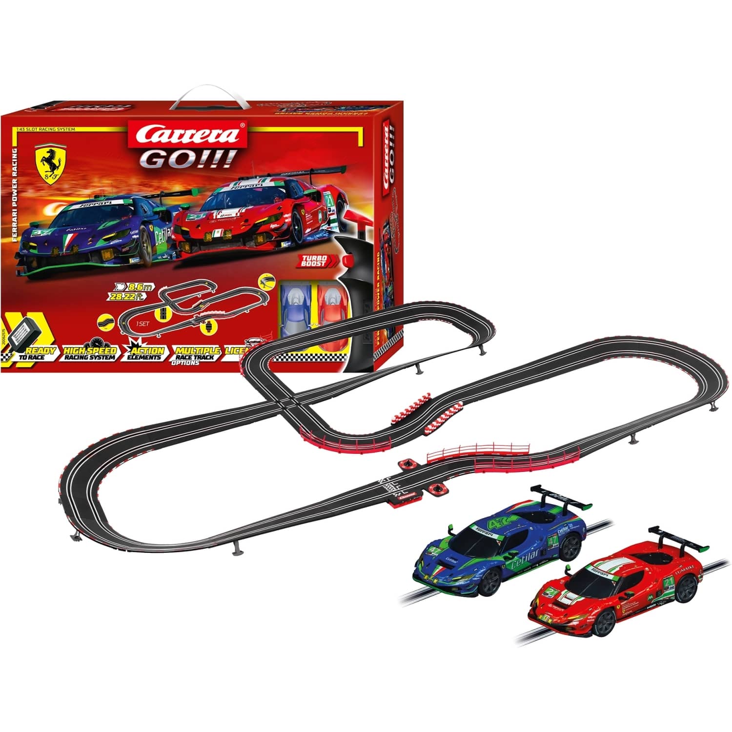 CARRERA - GO 1:43 - FERRARI POWER RACING -MODEL NO.20062575 - SLOT CAR SET