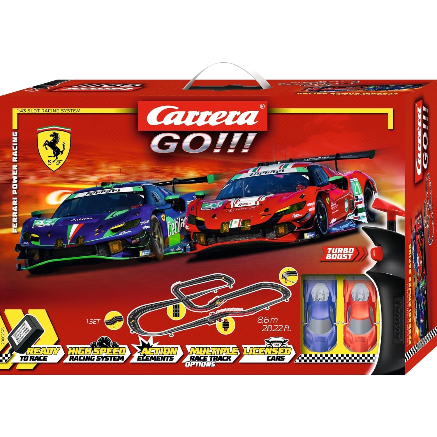 CARRERA - GO 1:43 - FERRARI POWER RACING -MODEL NO.20062575 - SLOT CAR SET
