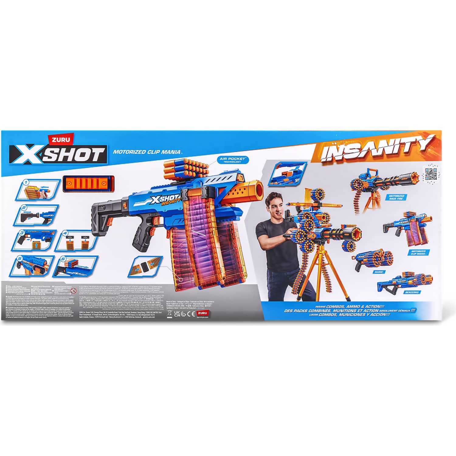 ZURU - X Shot Insanity Motorised Clip Mania With 72 Darts
