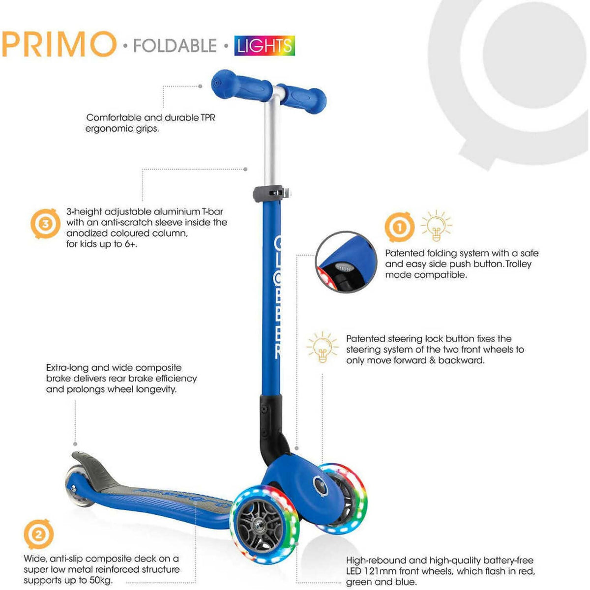 Globber - Primo Foldable Scooter With Lights
